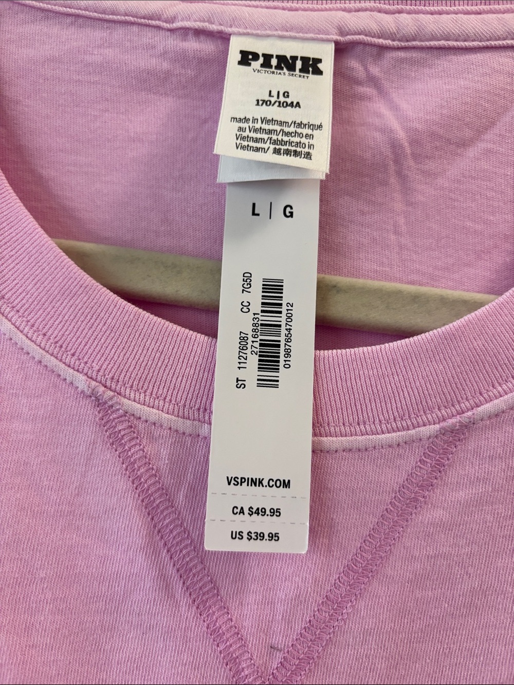 PINK Victoria's Secret washed lilac Crewneck Long Sleeve Tee - Picture 2 of 6